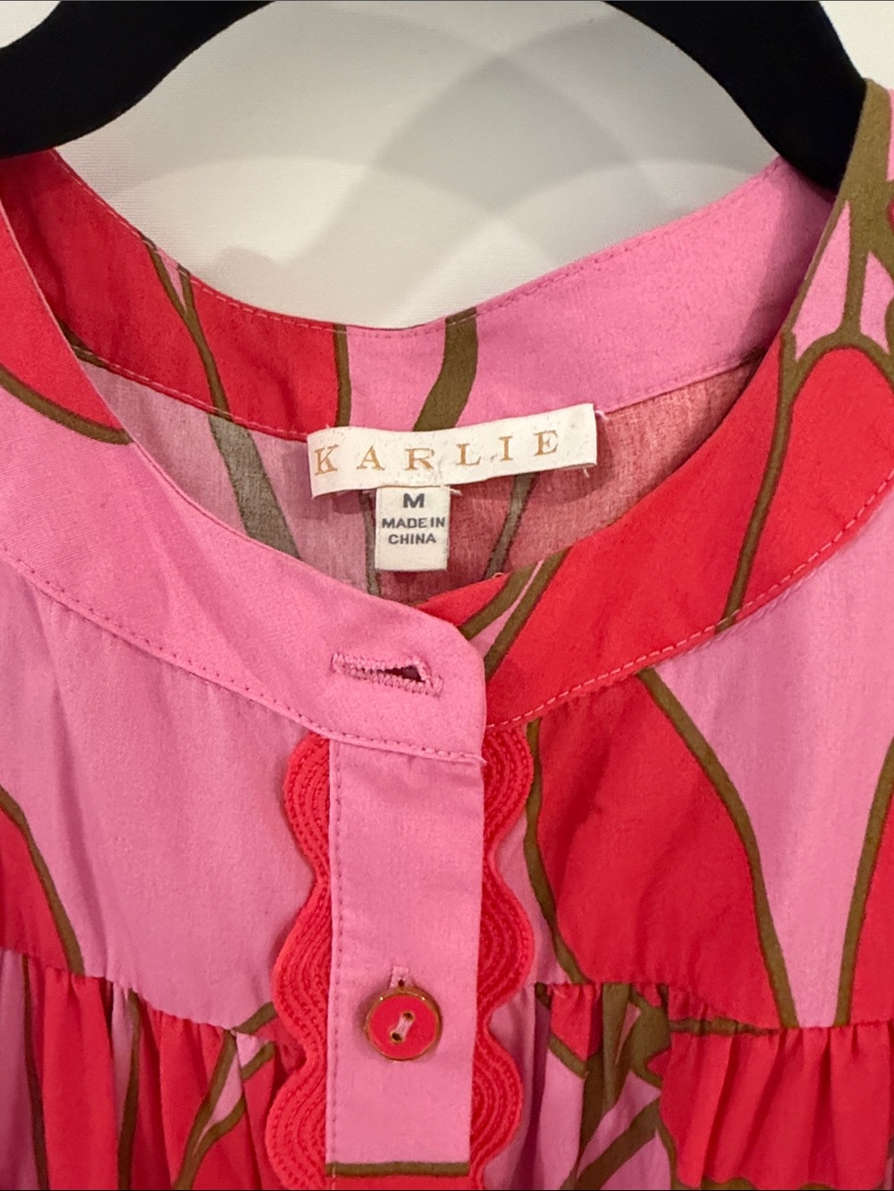 Karlie Pink Maxi Dress with Bold Red Floral Print - Picture 3 of 6